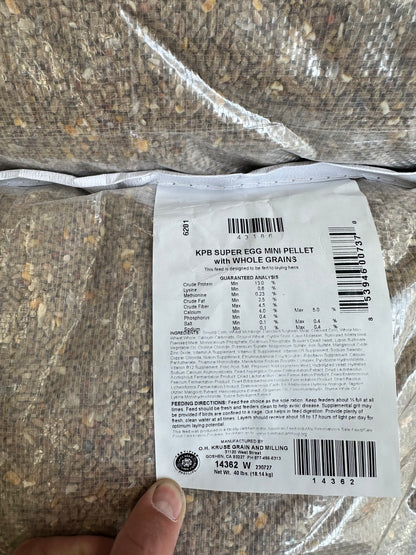 Kruse’s Perfection Brand Super Egg mini pellet
with whole grains – 40 lb