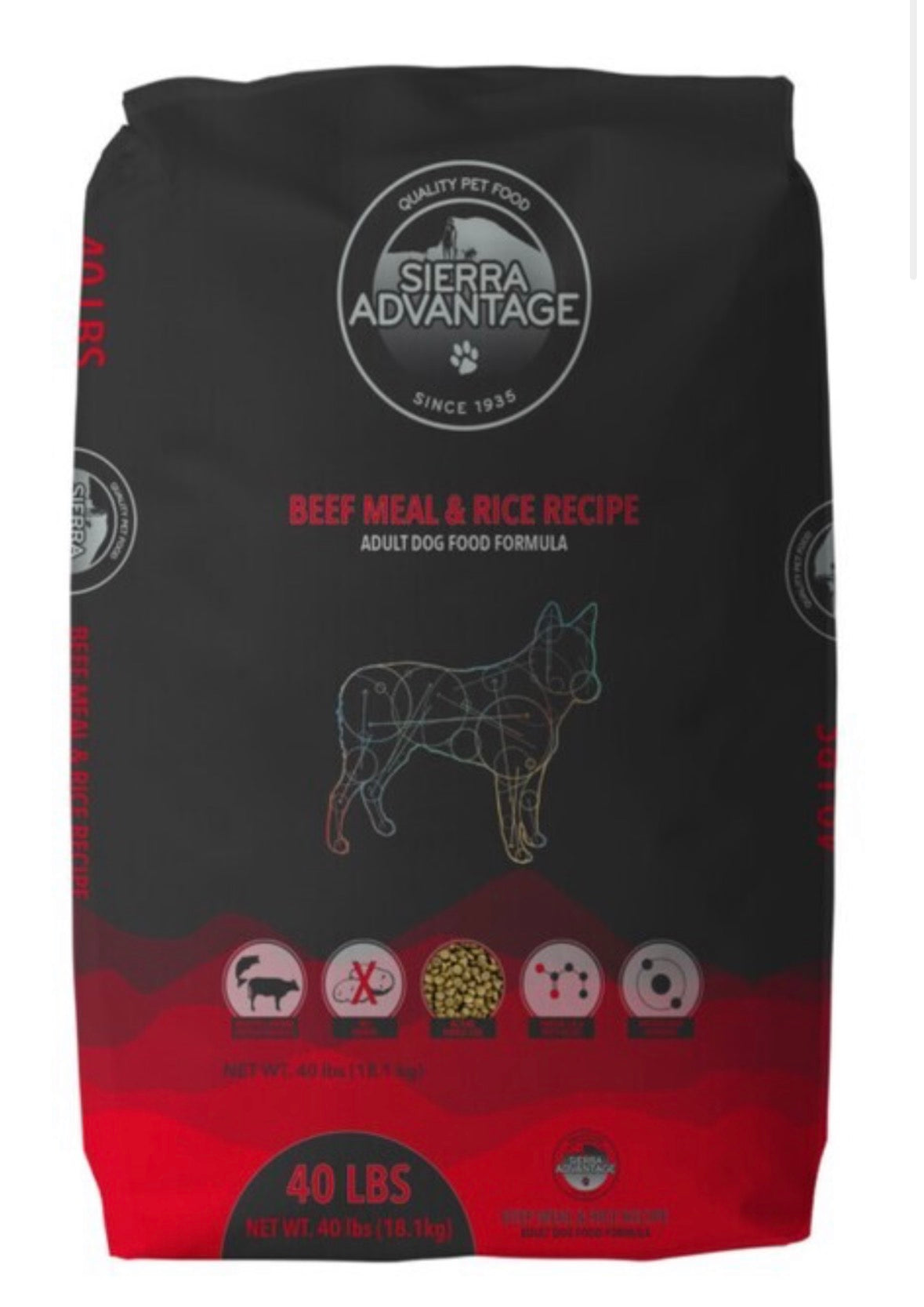 Sierra Advantage Beef Meal & Rice Dog Food – 40 lb